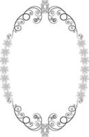 Floral decorated frame in oval shape. vector