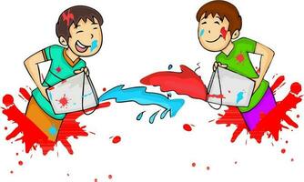 Cute kids celebrating Holi Festival. vector