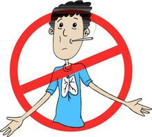 Illustration of boy with cigarette. vector