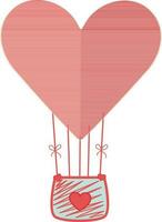 Hanging heart shape hot air balloon icon. vector