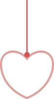 Hanging linear heart in red color. vector