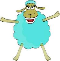 Sheep in blue and green colour. vector