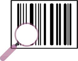 Flat illustration of barcode with magnifying glass. vector