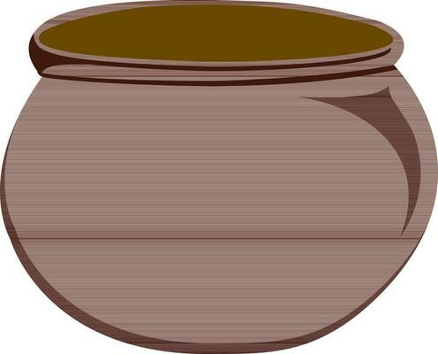Flat illustration of brown cauldron.