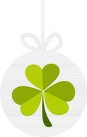 Flat hanging ball with green shamrock leaf. vector