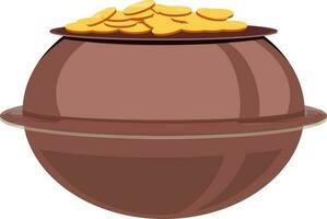 Illustration of cauldron full of gold coins. vector