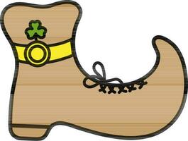 Brown Leprechaun Boot in flat style. vector