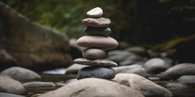 apilar de rock zen Roca con antecedentes ai generado foto