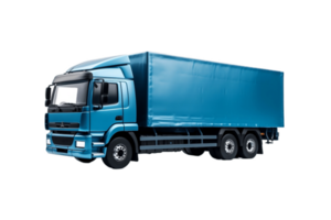 Blue Cargo Truck on Transparent Background. AI png