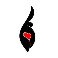 Bunny with a heart. Silhouette of a black rabbit with a heart.. Easter bunny with a heart vector