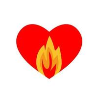 Burning Heart flaming heart on a white background concept of the feeling of love vector