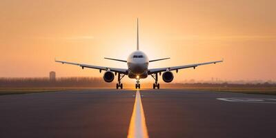 Plane is about to takeoff from runway photo