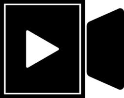Black and white video camera with play button. vector