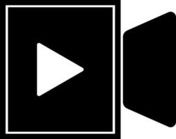 Black and white video camera with play button. vector