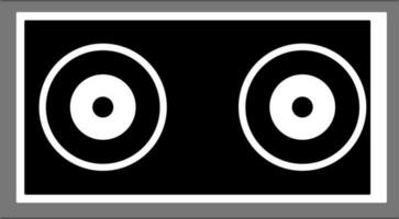 black and white audio cassette in flat style. vector