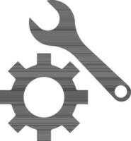 Black setting and wrench on white background. vector