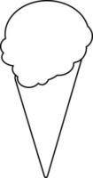 Illustration of a cone ice cream in black line art. vector