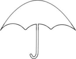 Black line art umbrella on white background. vector