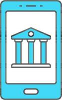 Online Banking Icon In Turquoise And White Color. vector