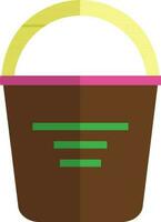 Bucket in brown and yellow color. vector