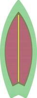 Green and pink surfboard in flat style. vector