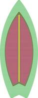 Green and pink surfboard in flat style. vector