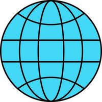 Turquoise Globe Icon In Flat Style. vector