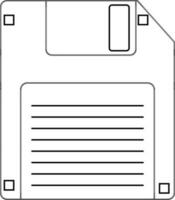 Line art floppy disk in flat style. vector