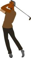 Character of a golfer with golf club. vector