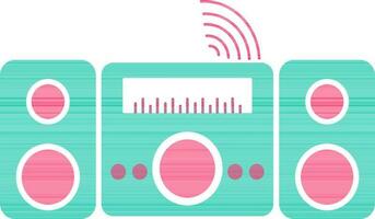 Green and pink audio sound speaker. vector