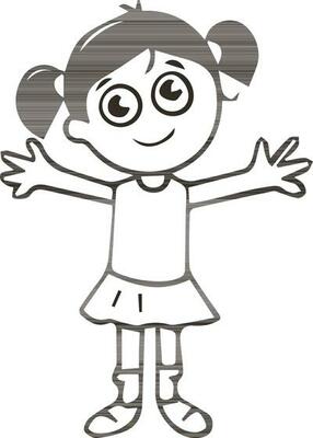 Illistration of a girl standing in open arms.