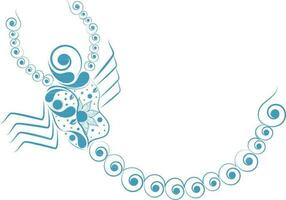 Zodiac sign of cancer with long tail in floral design. vector