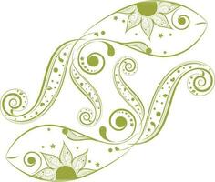 Horoscope sign for pisces in floral design. vector
