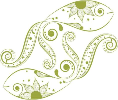 Horoscope sign for pisces in floral design.