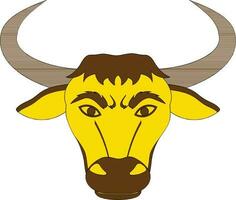 Color with stroke of wild bull icon in chinese zodiac sign. vector