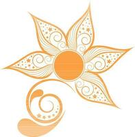 Orange color of flower in floral design element. vector