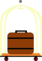 Luggage trolley with suitcase. vector