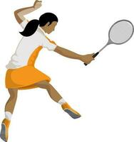 Female badminton player character. vector