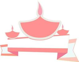 Flat style oil lamps with blank ribbon. vector