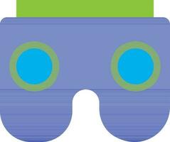 Virtual reality cardboard glasses in blue and green color. vector
