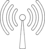 Black line art antenna on white background. vector