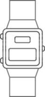 Isolated black line art smartwatch. vector