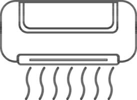 Flat style air conditioner. Black line art illustration. vector