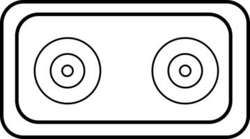 Audio cassette in black line art illustration. vector