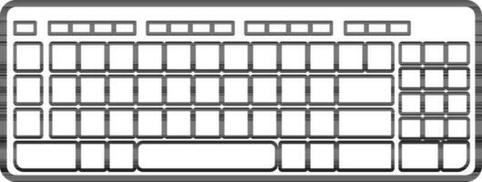 Flat style keyboard in black line art. vector