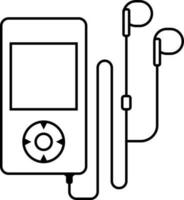 Thin line icon of Mp3 player with Earphone. vector