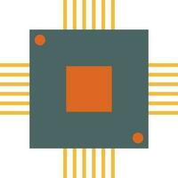 Isolated CPU in orange and gray color. vector