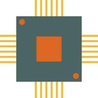 Isolated CPU in orange and gray color. vector