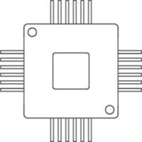 Isolated CPU in line art illustration. vector