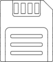 Memory card in line art illustration. vector